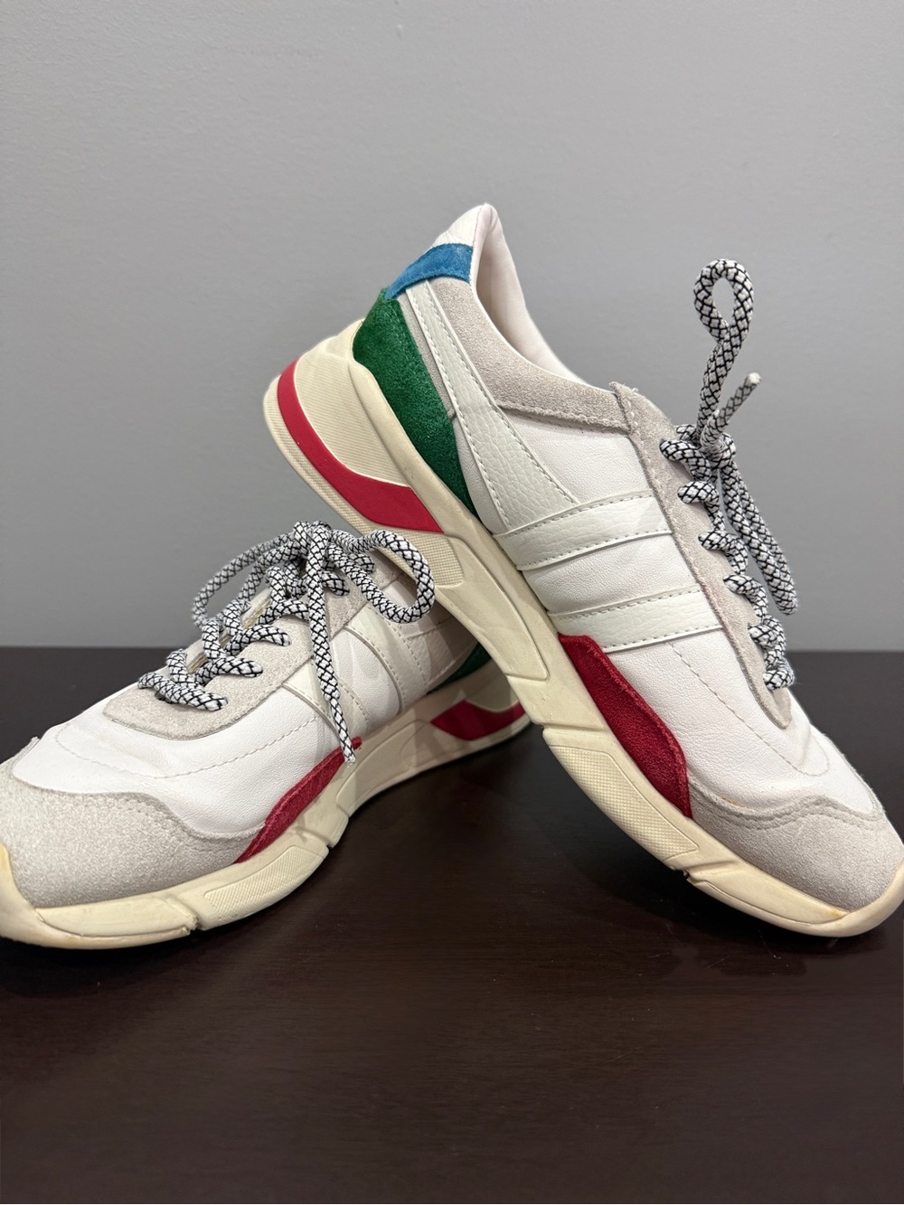 Gola Women's Retro Runner Sneakers - White with Red, Green & Blue